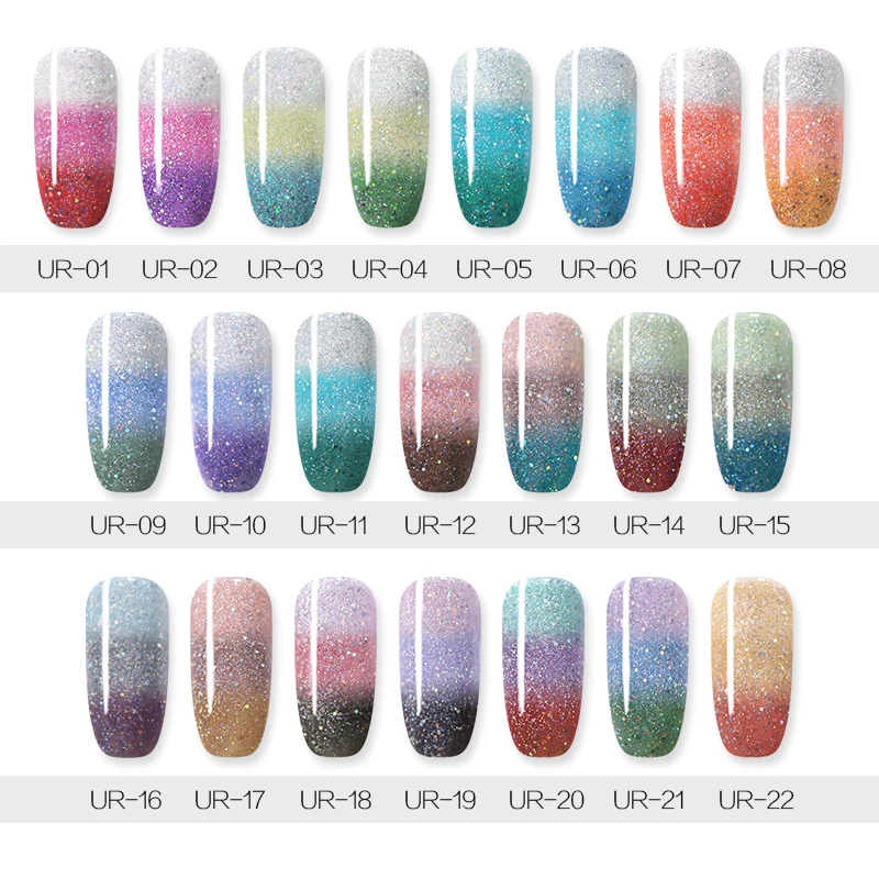UR SUGAR Thermal Gel Polish Temperature Color Change Glitter varnish Soak Off UV Hybrid Varnish Semi Permanent | Красота и здоровье