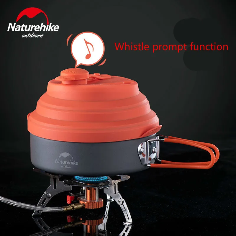 Naturehike 1.6lL 1 2 человек Складная кастрюля посуда с силиконовой крышкой свистком