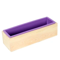 1200g silicone soap mold flexible loaf mould with wooden box for diy handmade making tool