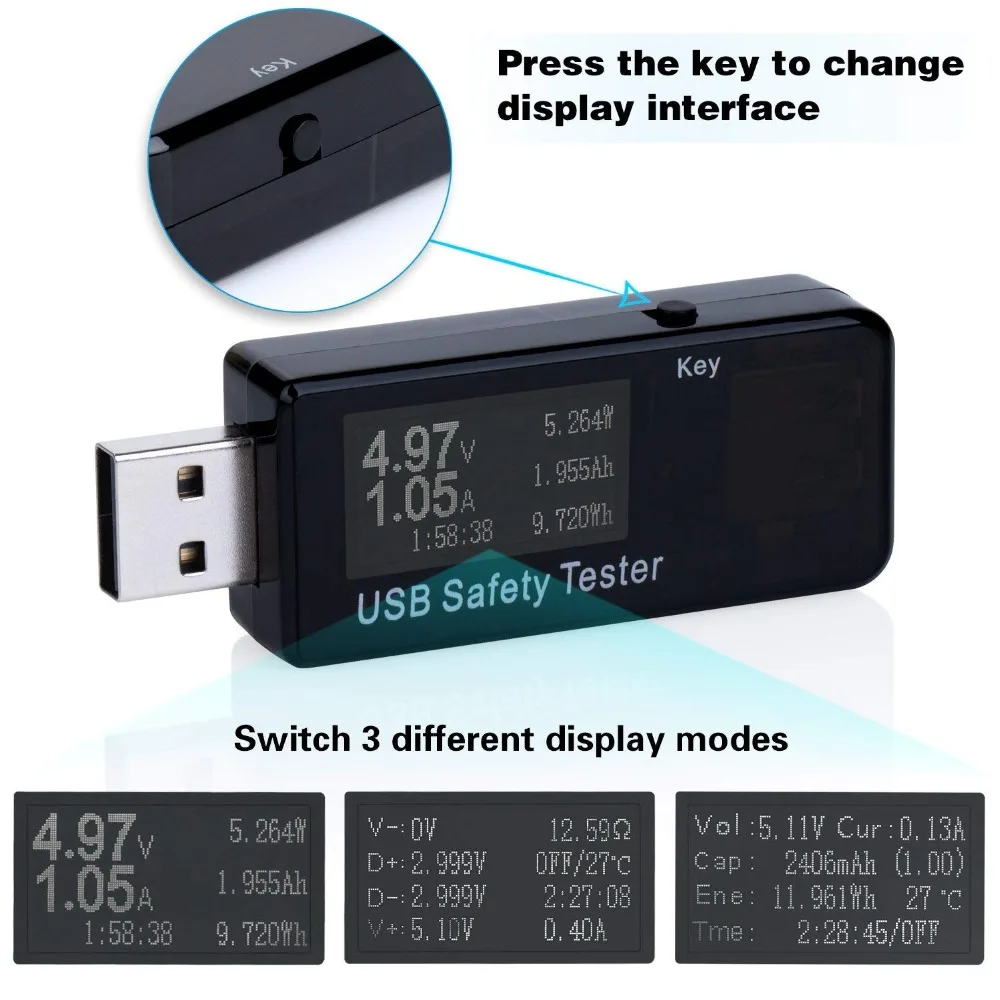 3в 30в 5.1а USB тестер цифровой дисплей Напряжение зарядное устройство Емкость