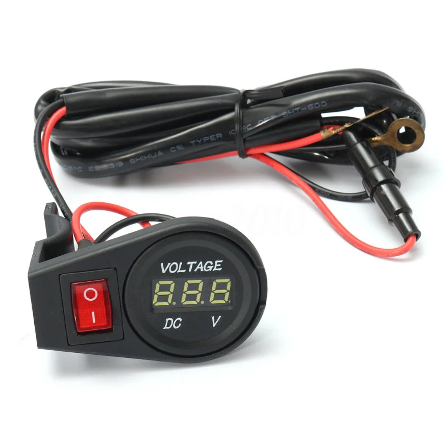 Universal DC 12-24V Multi Color LED Digital Display Car Motorcycle Voltmeter Waterproof With Switch