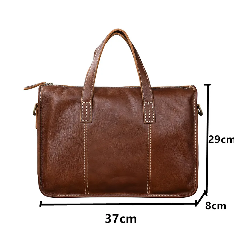 Men's Handbags Retro Handmade Genuine Leather Briefcase Crossbody Shoulder Bag Men Laptop Messenger Bags First Layer |