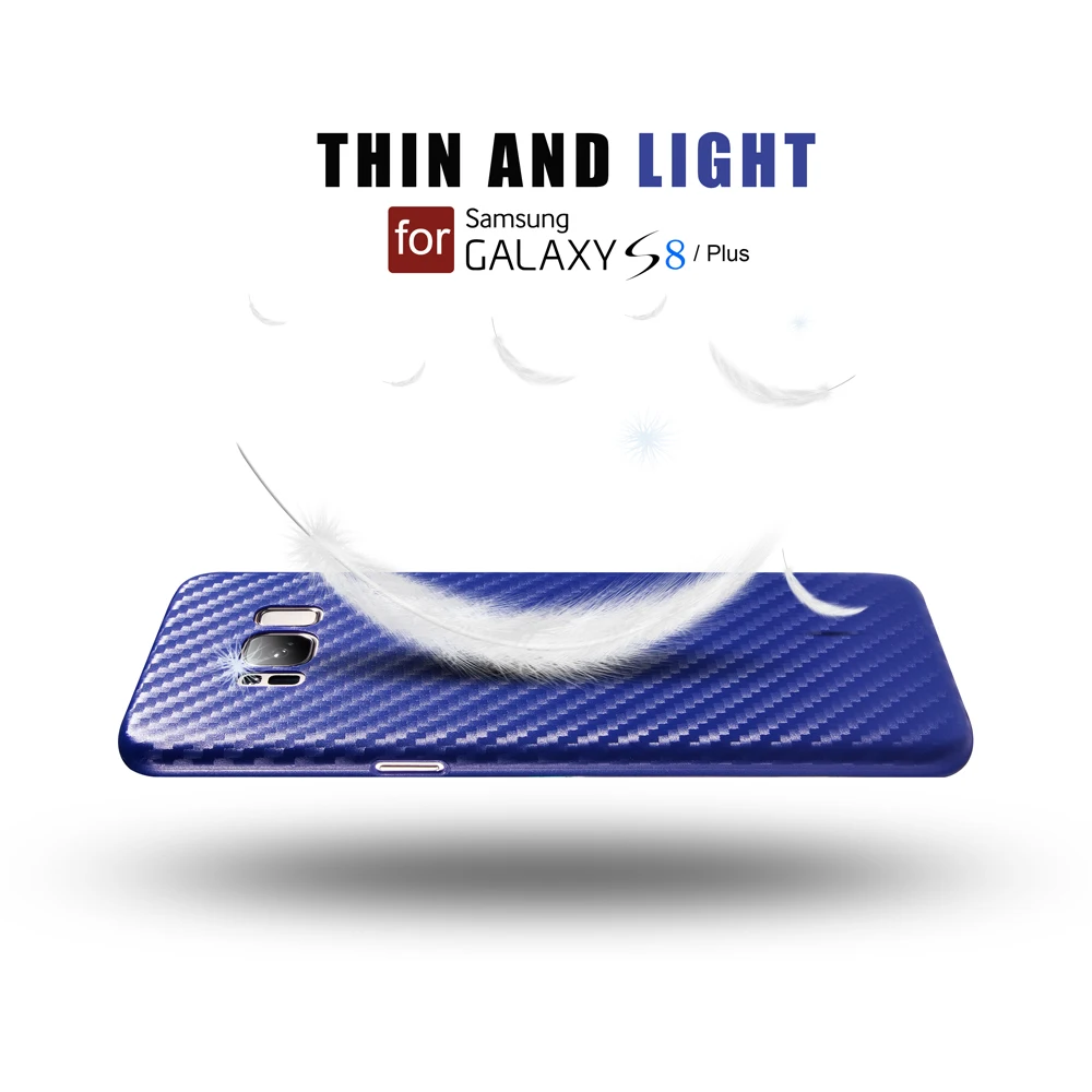 For Galaxy S8 Case Carbon Fiber 0.5mm Ultra Thin Slim Leather Skin Samsung Plus Soft PP Plastic Fitted Cover |