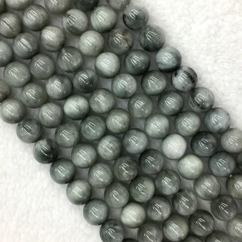 

Natural Genuine Gray Falcon's Eye Eagle Eye Stone Semi-precious stones Round Loose Beads 6-12mm 15" 05580