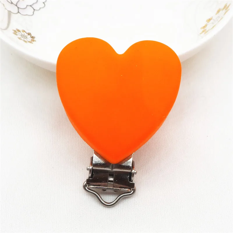 orange Chenkai 5 шт. силиконовые зажимы для пустышки в форме сердца DIY BPA Бесплатно Детские пустышки пустышка Прорезыватель пустышка для кормления сенсорные ювелирные изделия игрушки зажимы - Цвет: orange