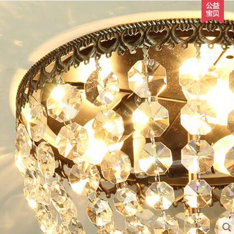 Ретро американский стиль Хрустальная потолочная лампа креативный круглый