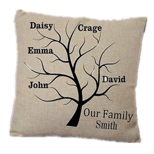 Персонализированные Семья дерево Подушка Чехол белье пользовательских