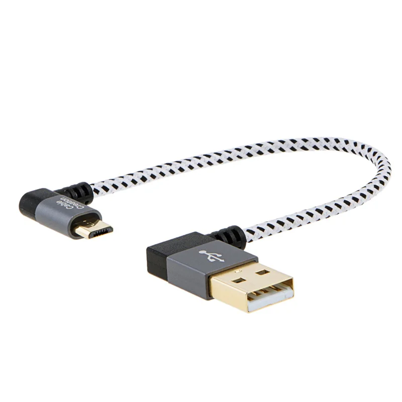 90 градусов USB 2 0 A к Micro B кабель двойной угол Угловой короткий микро с алюминиевым