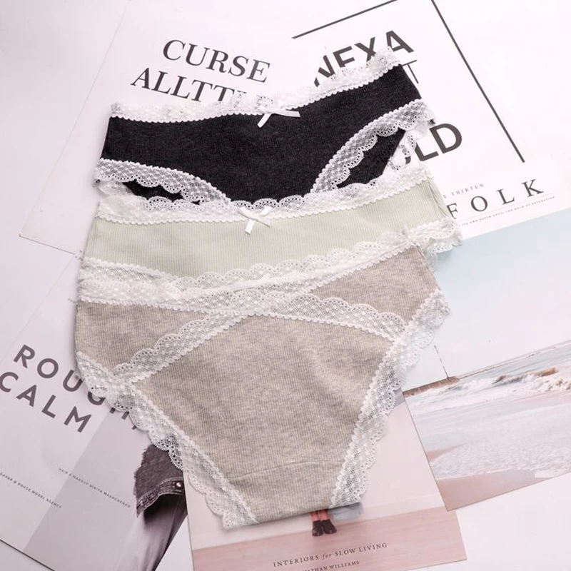 Женские кружевные трусы SP & CITY мягкие дышащие Бесшовные цветные с бантом нижнее