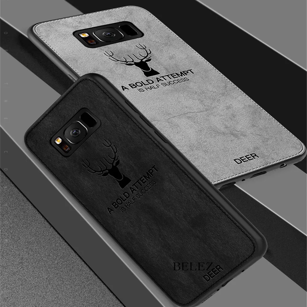 Ткань олень Чехлы для samsung Galaxy S9 S8 плюс S7 край Роскошные холст тиснением чехол Note 8