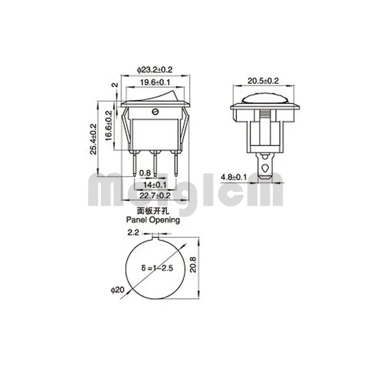 5 шт. круглый Кулисный переключатель 3 pin 250V / 10A 125V SPDT ВКЛ-ВЫКЛ оснастка с красным Led