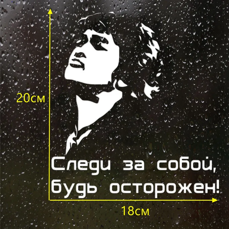 CS 762#18*20см наклейки на авто Следи за собой будь осторожен. Виктор Цой
