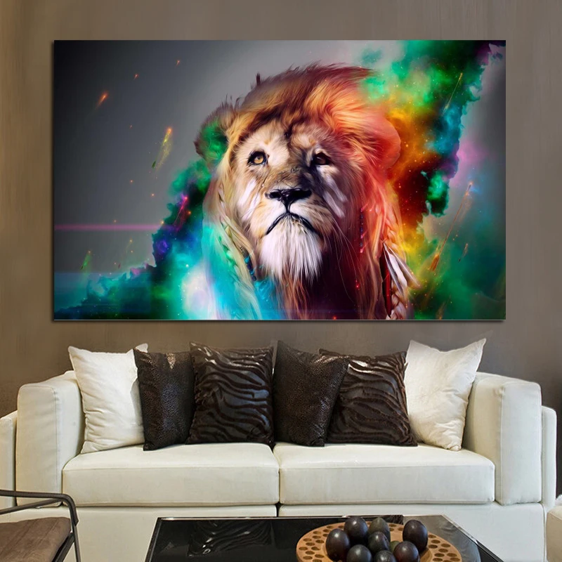 YWDECOR Pangu культура современные животные Красочные Король Лев холст живопись HD