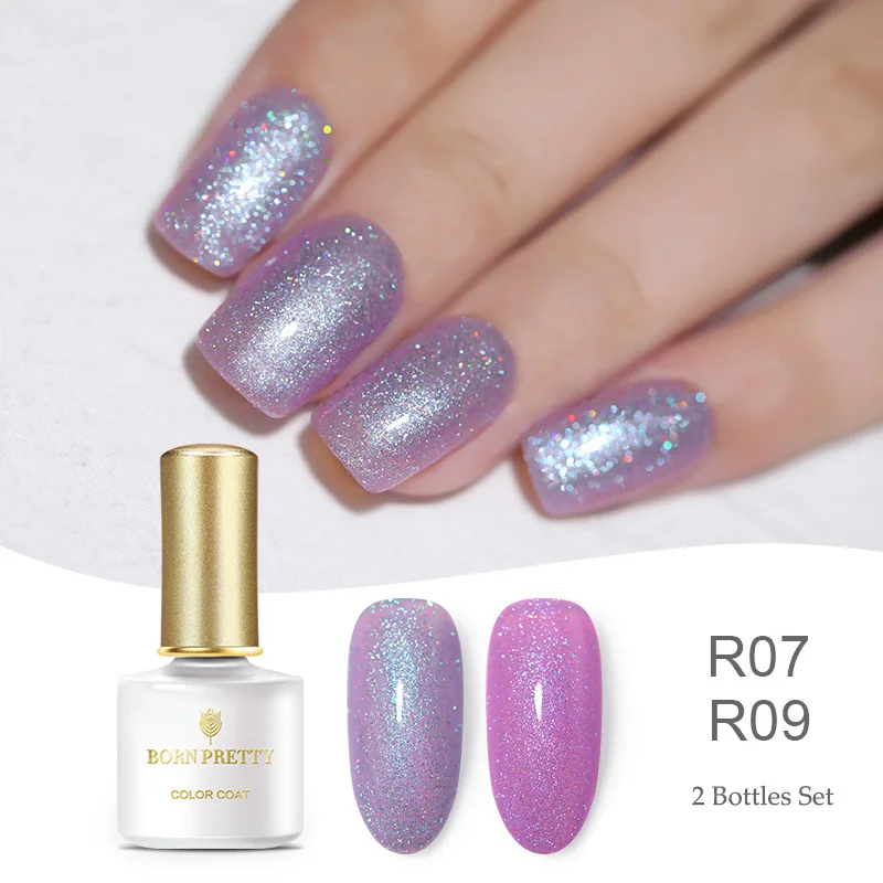 Set 4 Born pretty, голографическая гель для ногтей с блестками лак 6 мл Сияющий Блестящий впитывающий УФ-гель лак для ногтей Светодиодный УФ-лампа - Цвет: Set 4