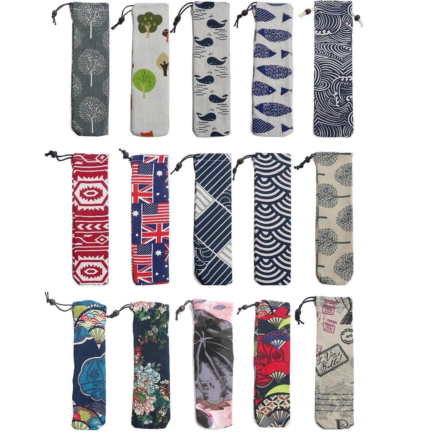 

100pcs Travel Bag Useful Cutlery Bags Dinnerware Outdoor Portable Cotton Cloth Bag Carrying Case For Straw Cutlery Fork Spoon