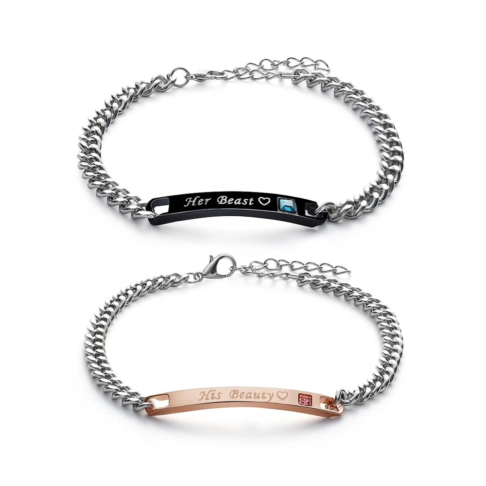 Новый дизайн браслеты для влюбленных женщин и мужчин из нержавеющей стали с
