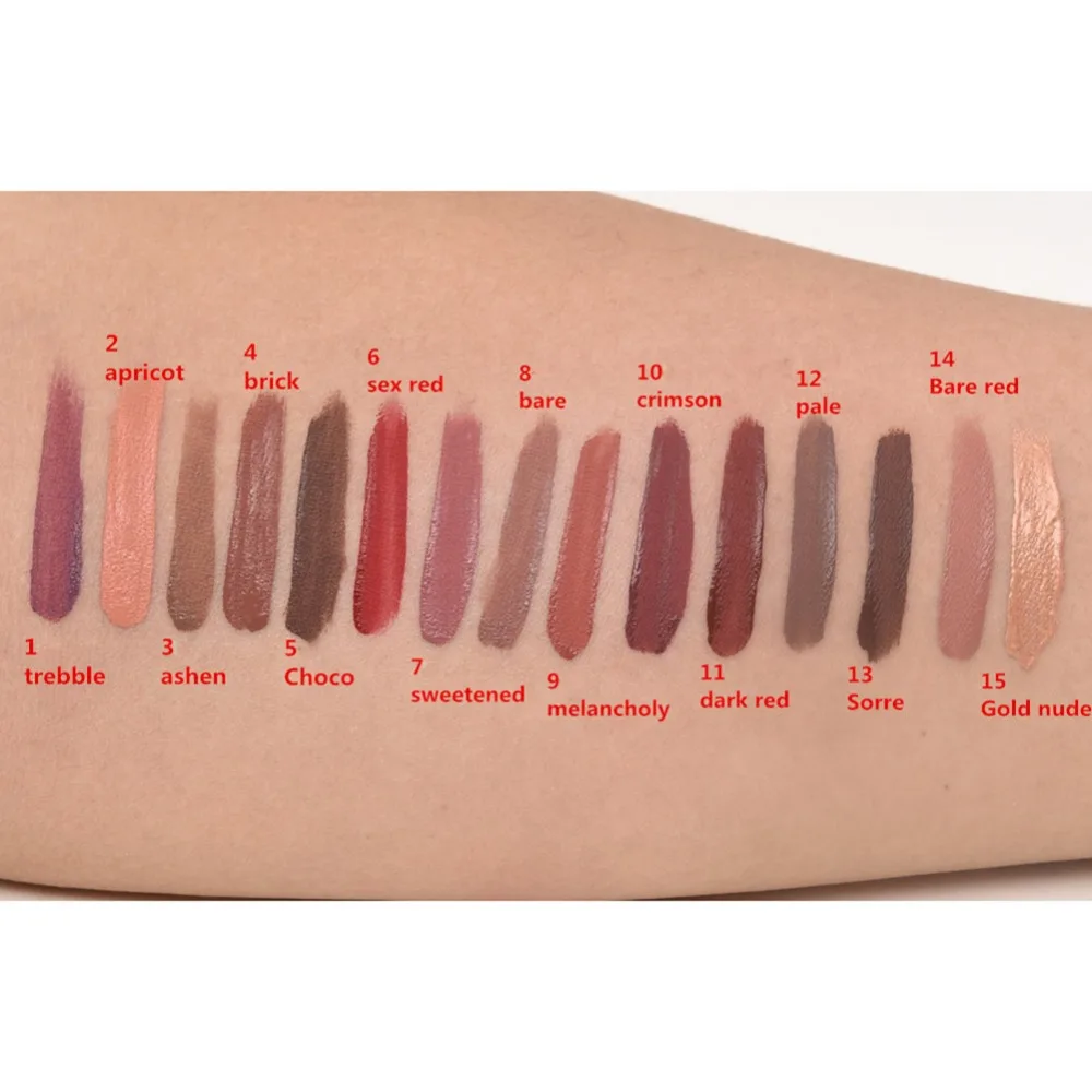 Матовая помада для губ коричневый телесный шоколадный цвет жидкая матовый блеск