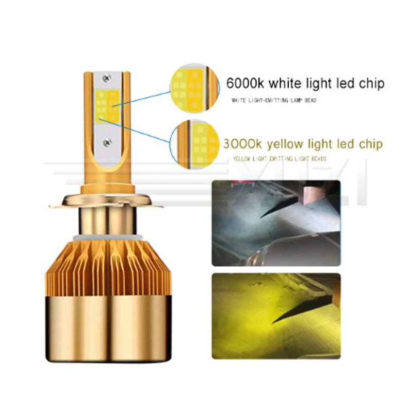 Светодиодный налобный фонарь 12 В H1 H3 H4 H7 H8 H11 HB3 HB4 3000 K 6000 9600LM|Передние LED-фары для