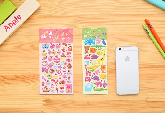 Kawaii Cartoon animals 3D Bubble Stickers DIY Diary Scrapbook Notebook Album Cup Phone Decor Sticker Stationery School Supplies |
