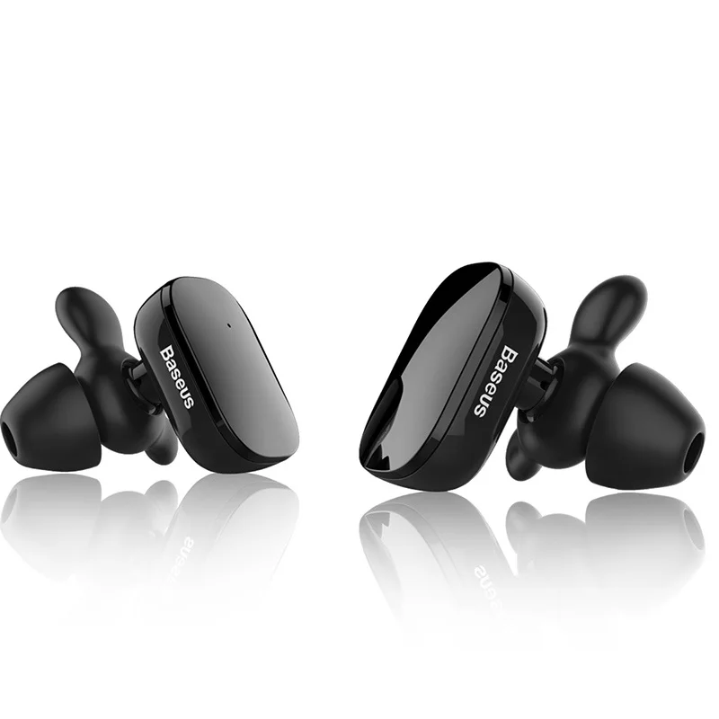 Baseus W02 Bluetooth наушники TWS наушники Водонепроницаемые Гарнитуры для близнецов стерео звук громкой связи беспроводные Bluetooth наушники с микрофоном - Цвет: Black