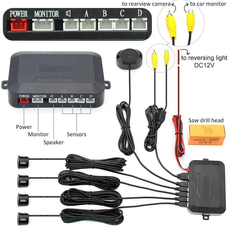 Новинка 2017 камера заднего вида с 4 датчиками s Bi Автомобильная радаром и