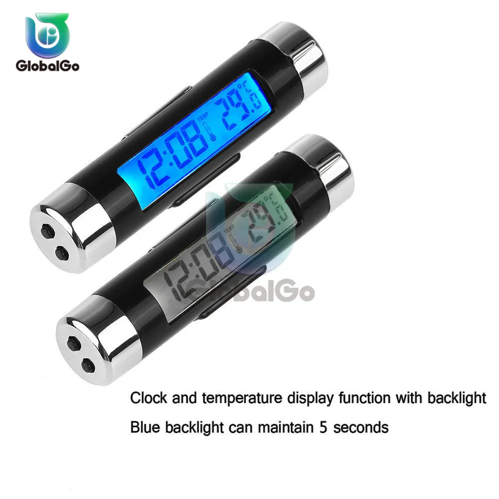 2-in-1 Car Clock Thermometer With Clip Automotive Digital LCD Backlight Temperature Meter Tester Home Mini | Инструменты