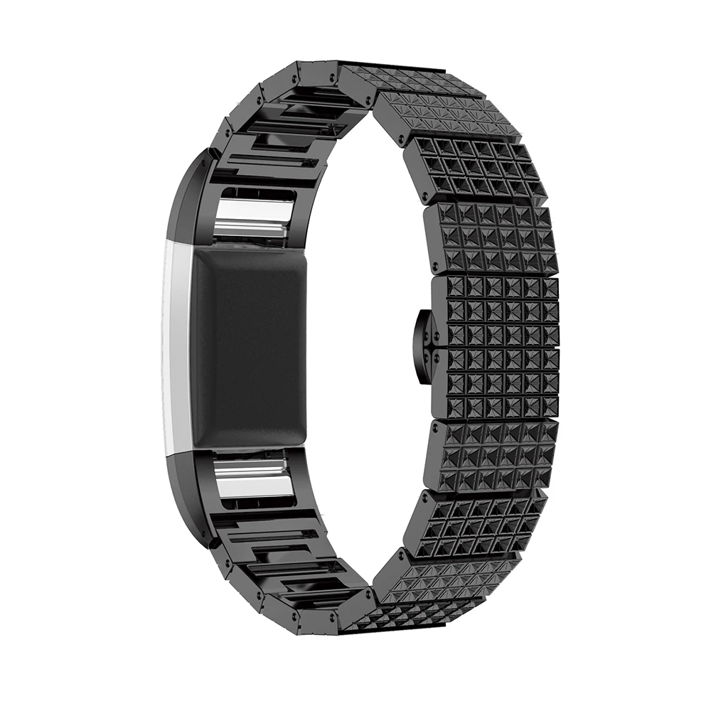 Ремешок с тиснением для Fitbit Charge 2 металлический ремешок из нержавеющей стали