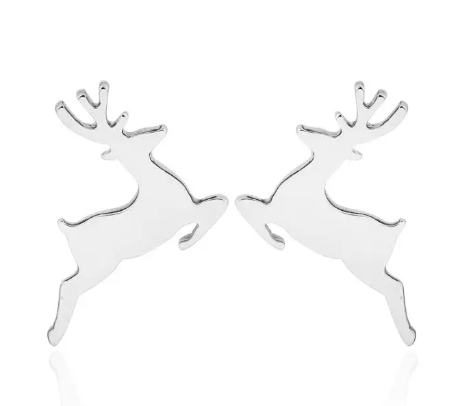 Smjel модный бег серьги-гвоздики в виде оленя для женщин Милый лось животное Pendientes ушные сережки рождественские подарки Bijoux S174 - Окраска металла: Посеребренный