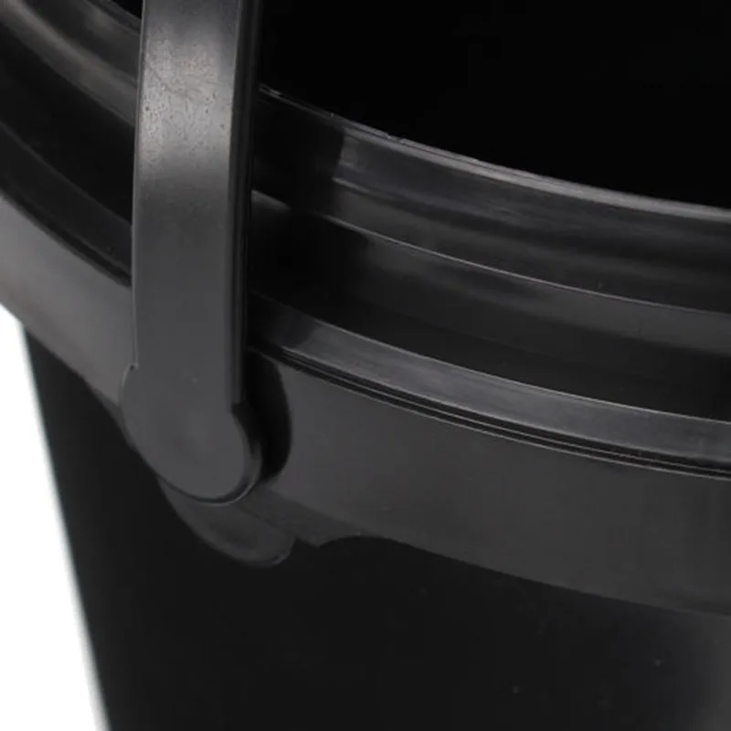 Пластиковое ведро с рисунком 5 литров Черное круглое баррель крышкой и ручкой