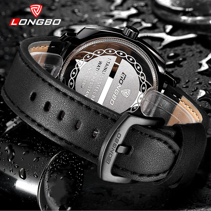 

Fashion Longbo Brand Luxury Casual Hollow Out Dial Unique Design Watches Leather Date Calendar Men Women Waterproof WristWatches