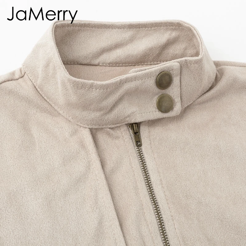 JaMerry пикантные пояса замши молния тонкий Тренч для женщин Стенд повседневное