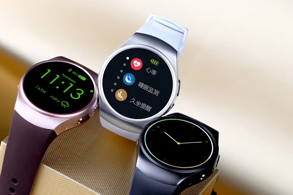 Smartch kw18 Smart Watch ES SIM mtk2520 1.3 дюймов SmartWatch серебряный/золотой/черный с пульсометр