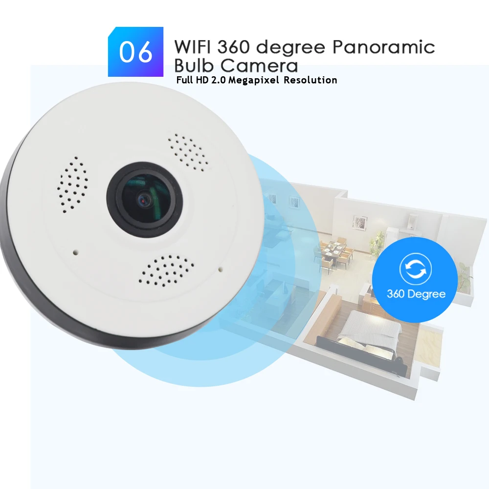 CTVMAN 360 Camera HD 1080P CCTV Mini Dome Night Vision Fisheye Wifi Wireless IP Security Baby Cameras Indoor Home Surveillance |