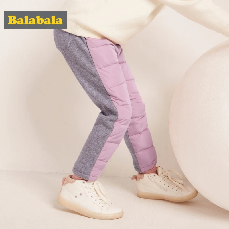 Balabala Todder/стеганые пуховые штаны для девочек детские штаны без застежки с подкладкой из Шинона спереди, с флисовой подкладкой сзади пуховое наполнение с карманом