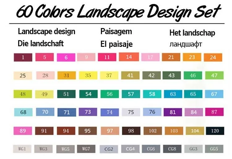 60 Landscape Set TouchFIVE 30/40/60/80/168 Цвет маркер для рисования набор двойной головой художественный эскиз жирной на спиртовой основе маркеры для анимации товары для рукоделия - Цвет: 60 Landscape Set