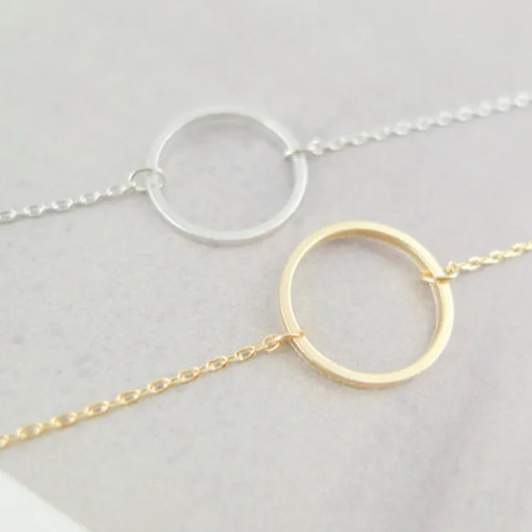 Модный позолоченный серебряный браслет с круглыми звеньями простой открытый