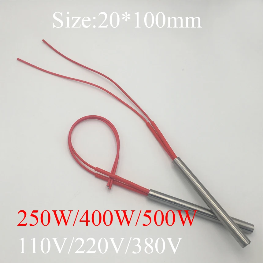 

20x100 20*100mm 250W 400W 500W AC 110V 220V 380V Stainless Steel Cylinder Tube Mold Heating Element Single End Cartridge Heater