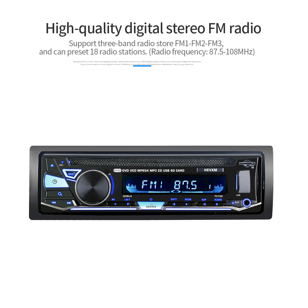 Универсальный Bluetooth 1 Din встроенный BT+ микрофон 60 Вт* 4 Поддержка громкой связи cd-плеер/dvd-плеер 7010B