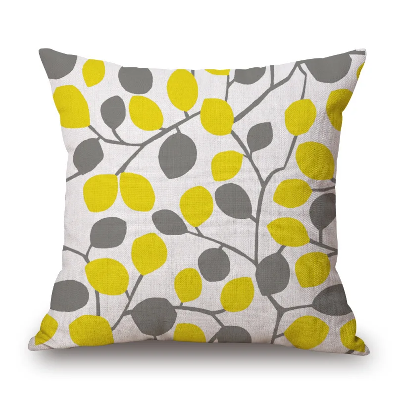 Yellow Series Tree Birds Cushion Cover Pillow Case Geometric Covers Thin Linen Cotton Bedroom Sofa Decoration | Дом и сад