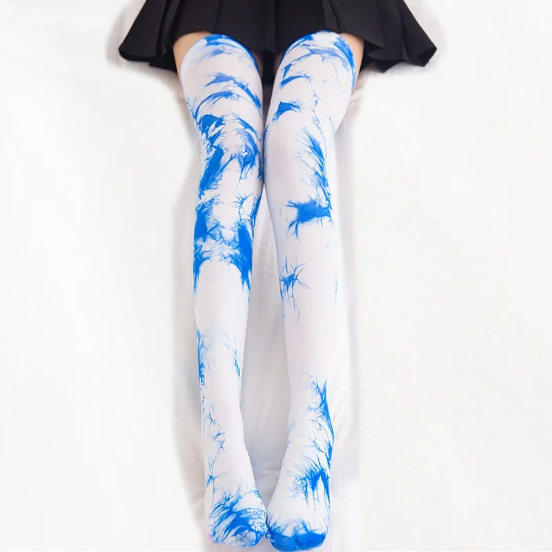 Бархатные женские колготки с галстуком для ночного клуба - Цвет: blue stocking