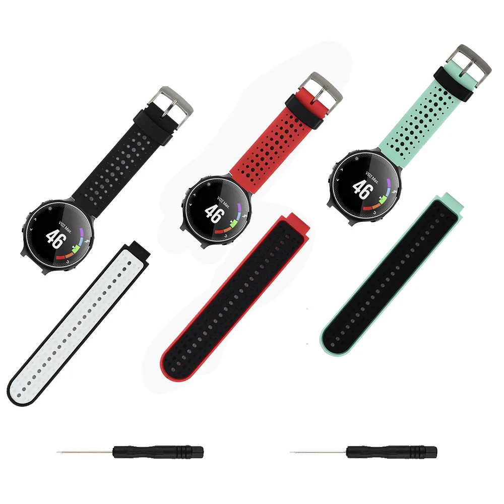 3 шт. в лоте; силиконовый ремешок для смарт-часов для Garmin Forerunner 220/230/235/620/630/735XT аксессуар замена из разноцветных резиновых полосок