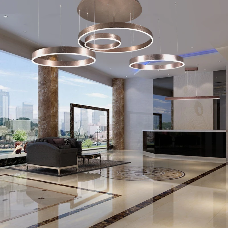 Современный круглый подвесной светильник LED для отеля гостиной зала фойе кольца