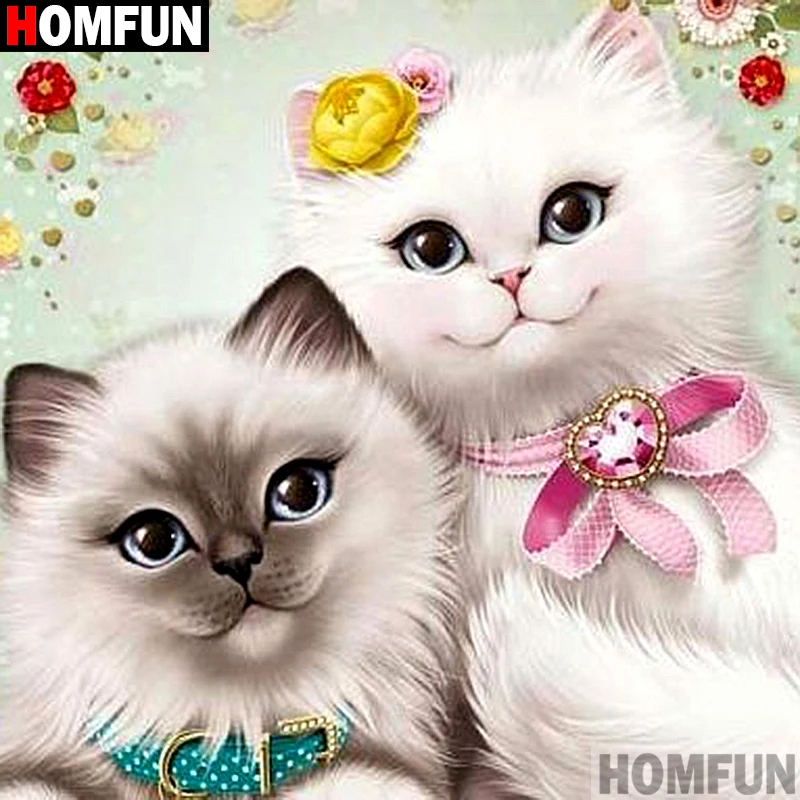 Алмазная 5D картина Homfun Кот из мультфильма полноразмерная/круглая вышивка