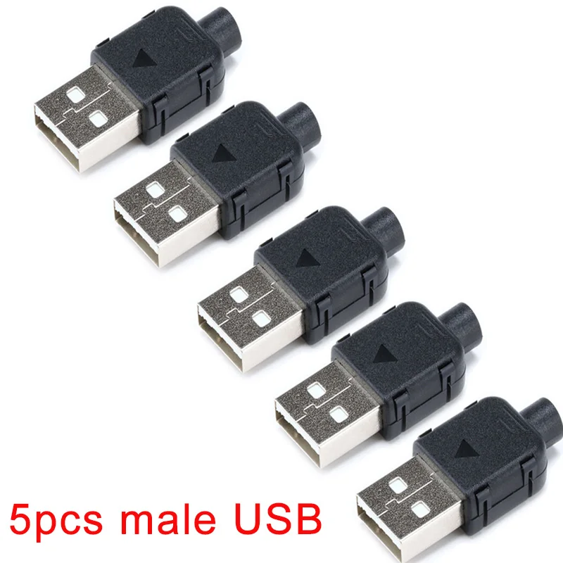 Тип женщине или USB плоский супер мягкий кабель 4-контактный разъем с черной Пластик крышка USB розетку или 5 шт. мужской+ 5 шт. женский - Цвет: 5 piece Male USB