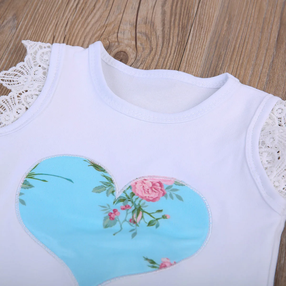 Комплект детской одежды из 3 предметов с цветочным кружевом для детей 6-12 месяцев