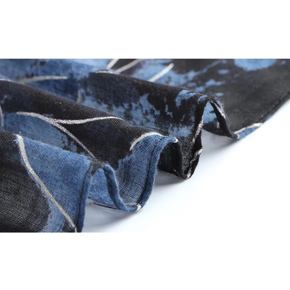 Женские длинные мягкие шарфы FS из хлопка и льна с принтом шали большого размера