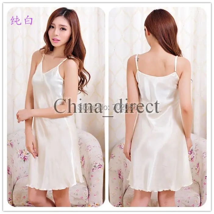 summer Women Sexy Rayon Silk Sleepshirts braces Lingerie Nightdress sleepwear female dress #3797 | Женская одежда
