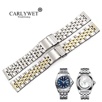 carlywet 22 24mm silver two tone gold steel replacement wrist watch band for aerospace panerai omega
