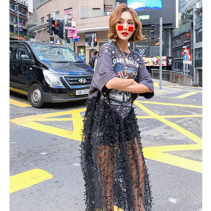 2020 Новое поступление весна и лето Орел блёстки Длинные платья женские шикарные