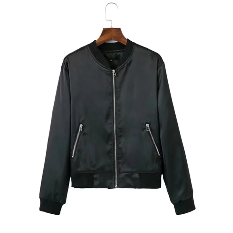 NVZHUREN Solid Pink Bomber Jacket Long Sleeve Autumn Women Cotton Coats Winter Spring Femme Basic Outerwear For Woman | Женская одежда
